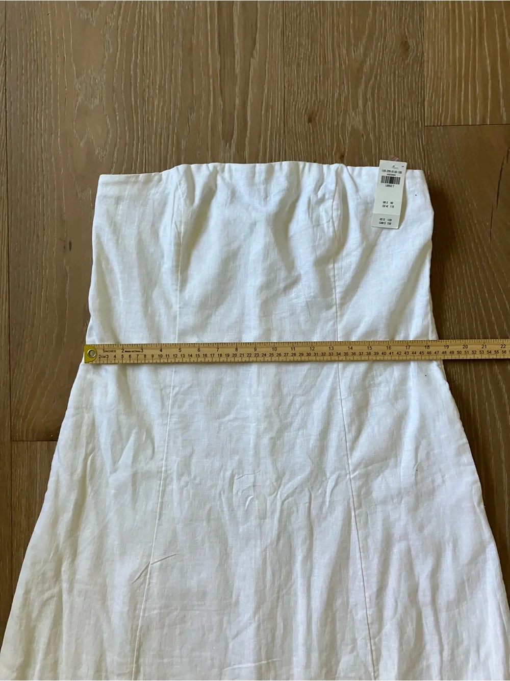 Abercrombie & Fitch White Dress Linen Cotton Skimming Strapless Maxi L Tall